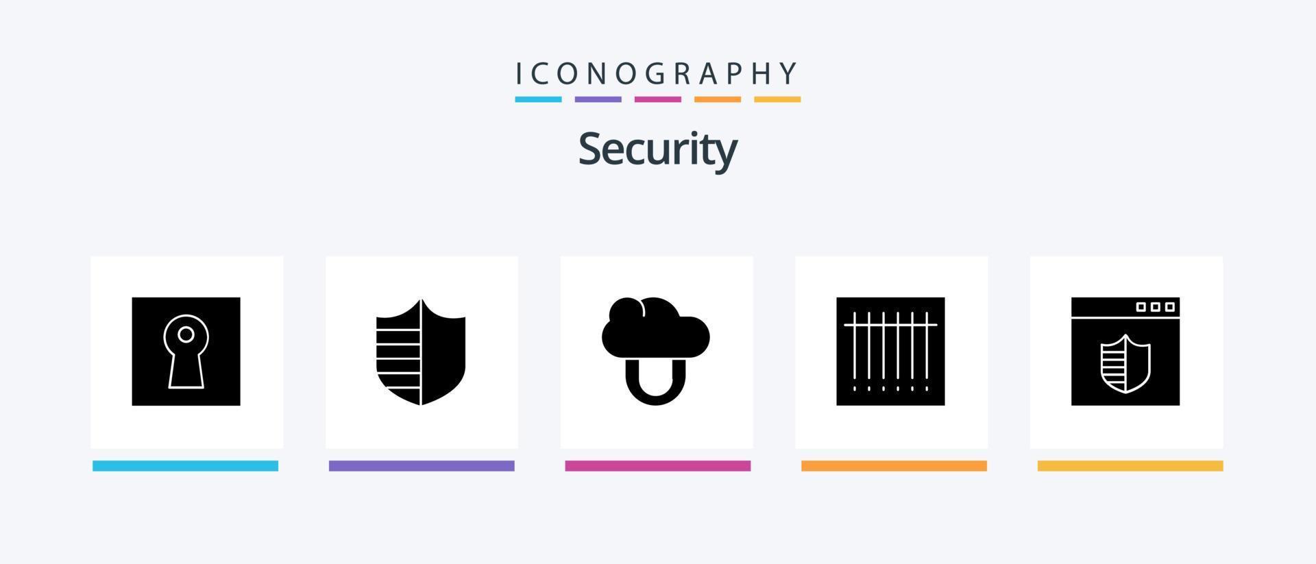 Security Glyph 5 Icon Pack Including webpage. secure. computing. browser. code. Creative Icons Design vector