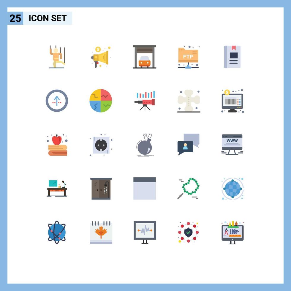 Pack of 25 Modern Flat Colors Signs and Symbols for Web Print Media such as knowledge book trade ftp account Editable Vector Design Elements