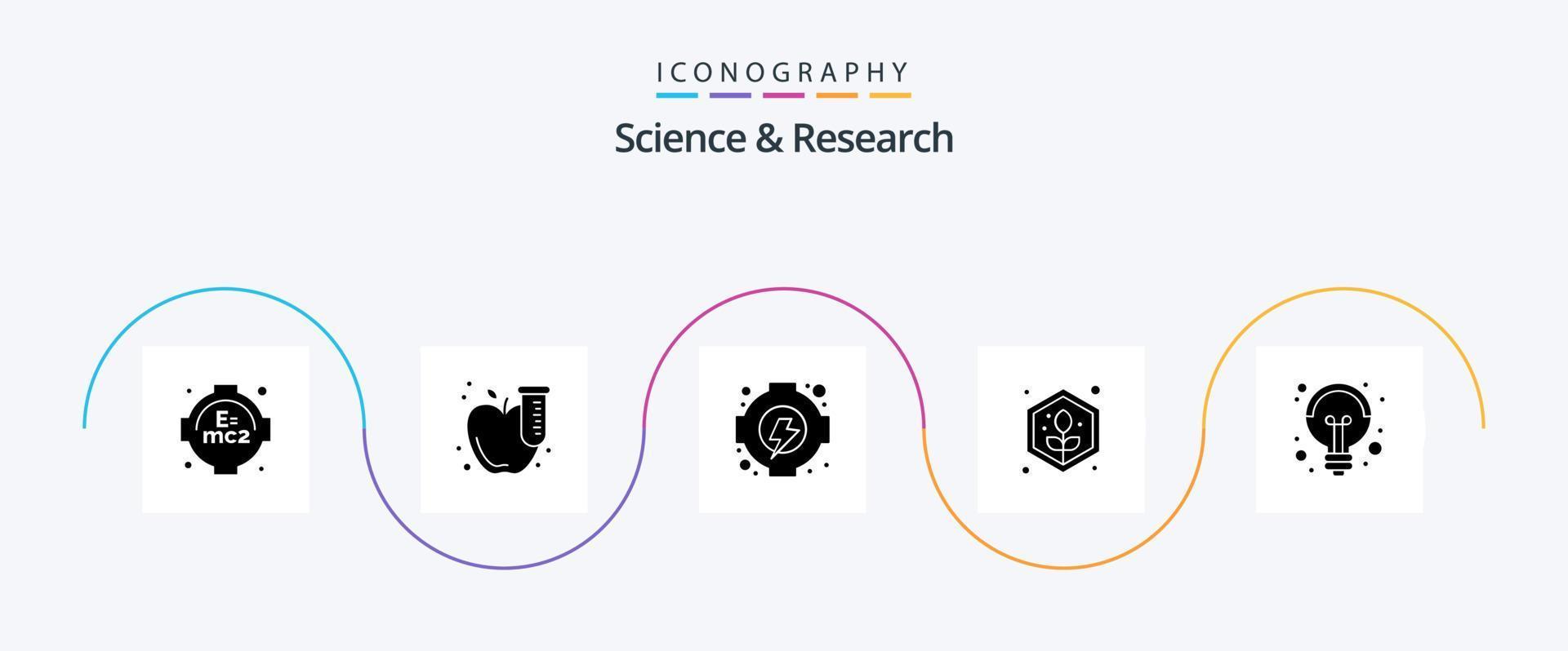 Science Glyph 5 Icon Pack Including idea. science. gear. electricity. plant vector