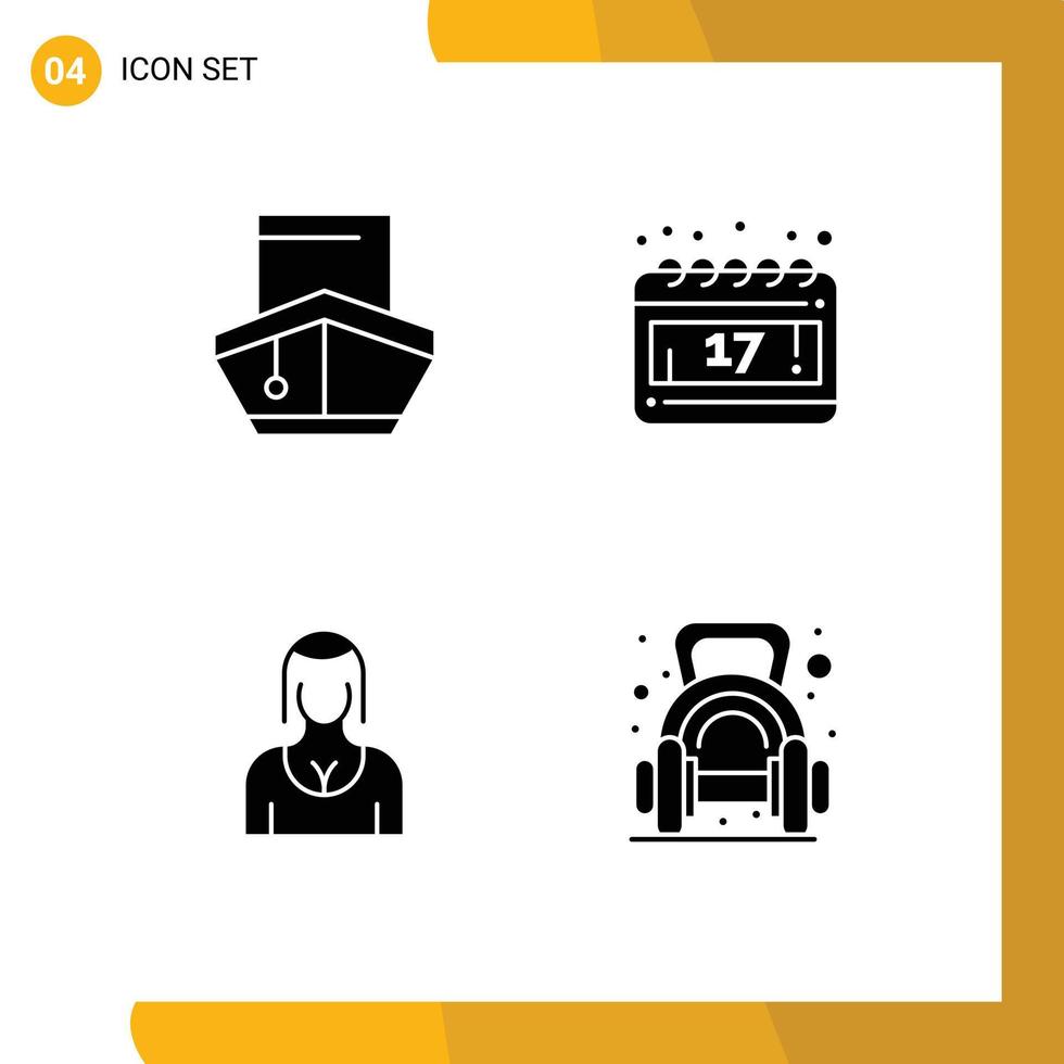 Solid Glyph Pack of Universal Symbols of cargo avatar transportation day girl Editable Vector Design Elements