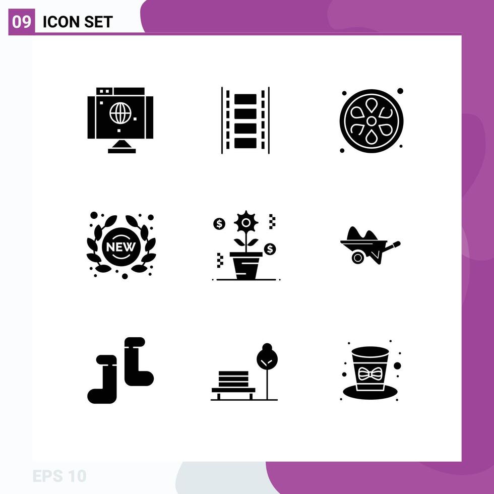 Set of 9 Modern UI Icons Symbols Signs for dollar store lemon sign new Editable Vector Design Elements