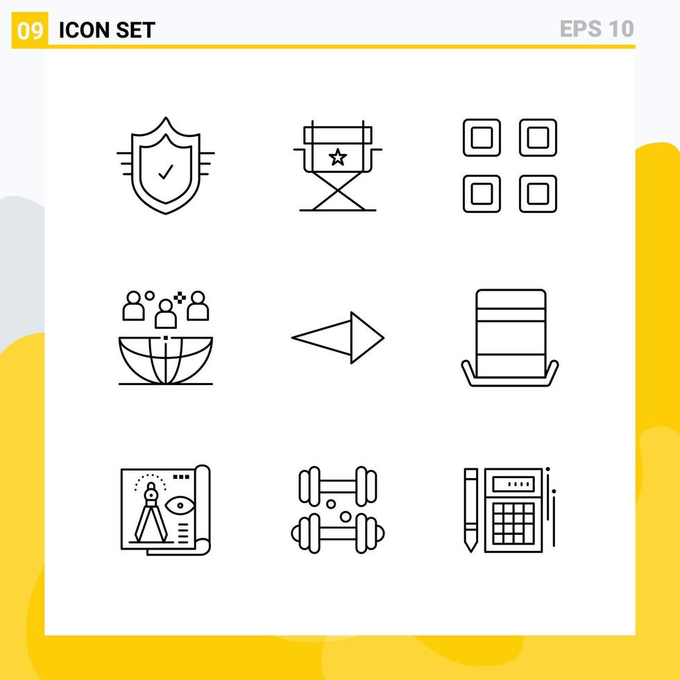 9 Thematic Vector Outlines and Editable Symbols of right outsourcing layout meeting global Editable Vector Design Elements