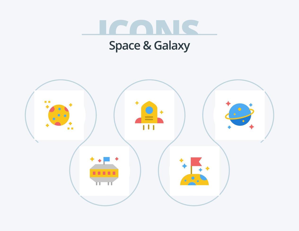 espacio y galaxia plano icono paquete 5 5 icono diseño. . . espacio. espacio. planeta vector