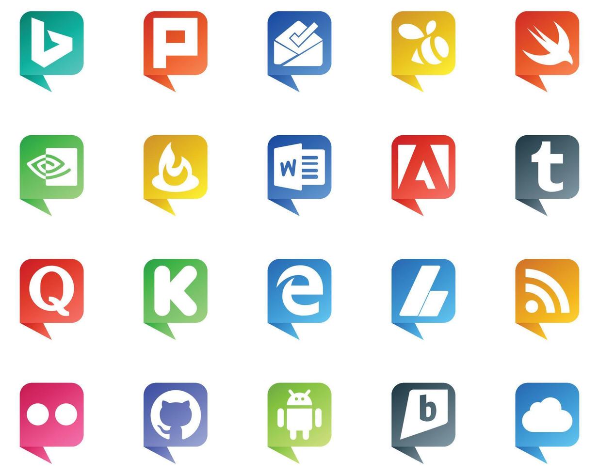 20 Social Media Speech Bubble Style Logo like flickr ads adobe adsense kickstarter vector