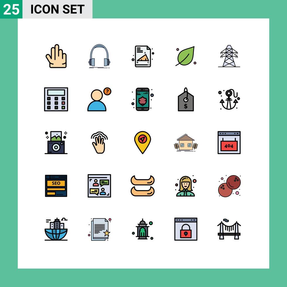 Set of 25 Modern UI Icons Symbols Signs for transmission electrical back to school spring leaf Editable Vector Design Elements