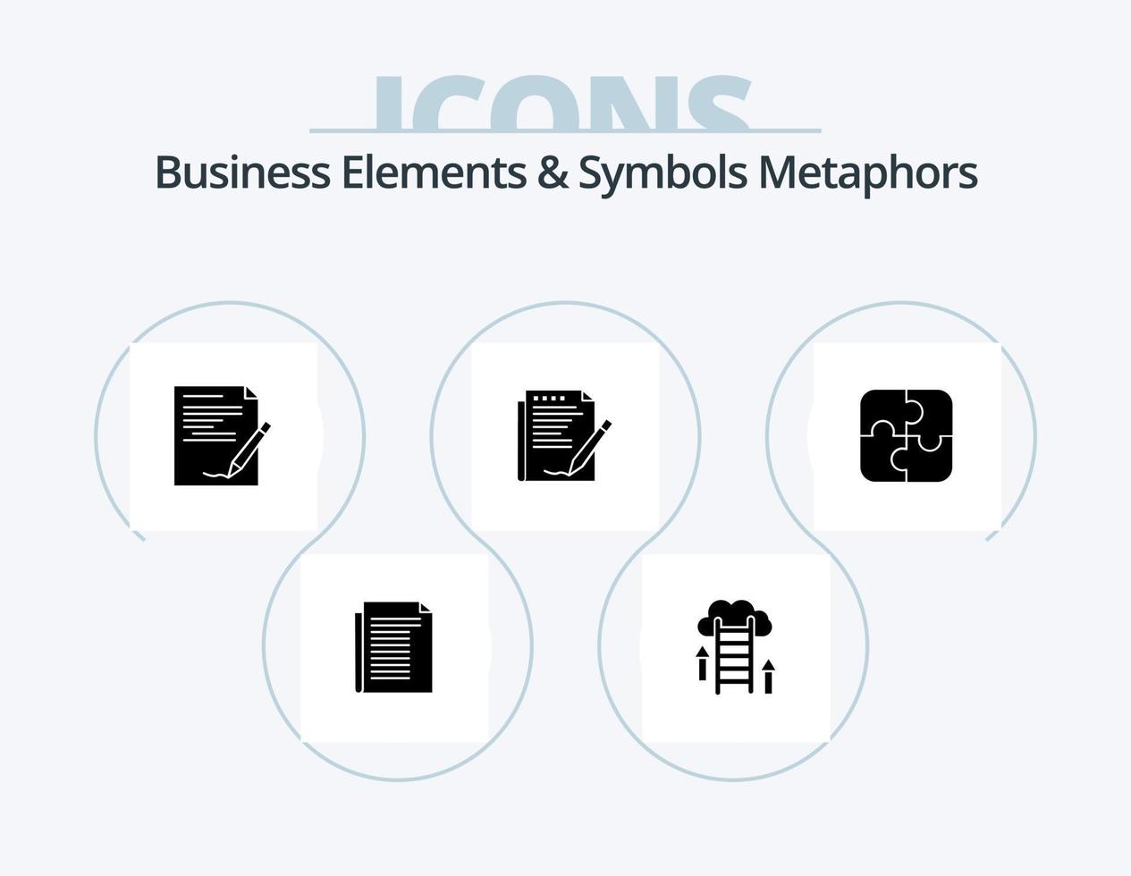 Business Elements And Symbols Metaphors Glyph Icon Pack 5 Icon Design. layout. report. server. agreement. note vector