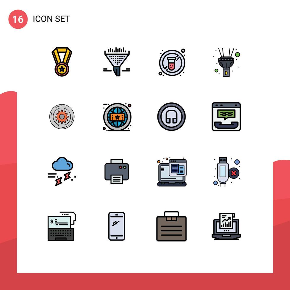 Set of 16 Commercial Flat Color Filled Lines pack for finance business no solution light Editable Creative Vector Design Elements