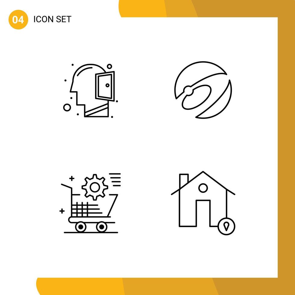 4 Thematic Vector Filledline Flat Colors and Editable Symbols of head shopping thinking crypto online Editable Vector Design Elements