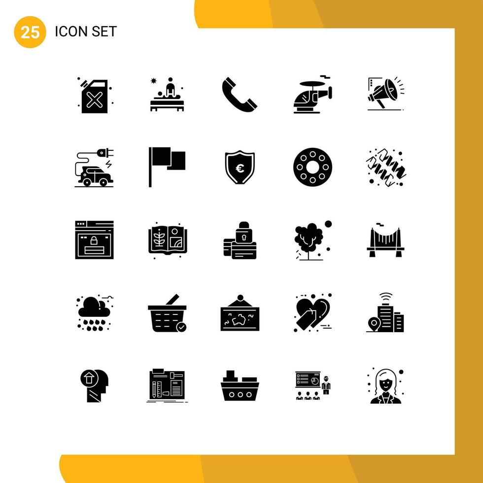 Set of 25 Modern UI Icons Symbols Signs for digital atoumation call marketing transport Editable Vector Design Elements