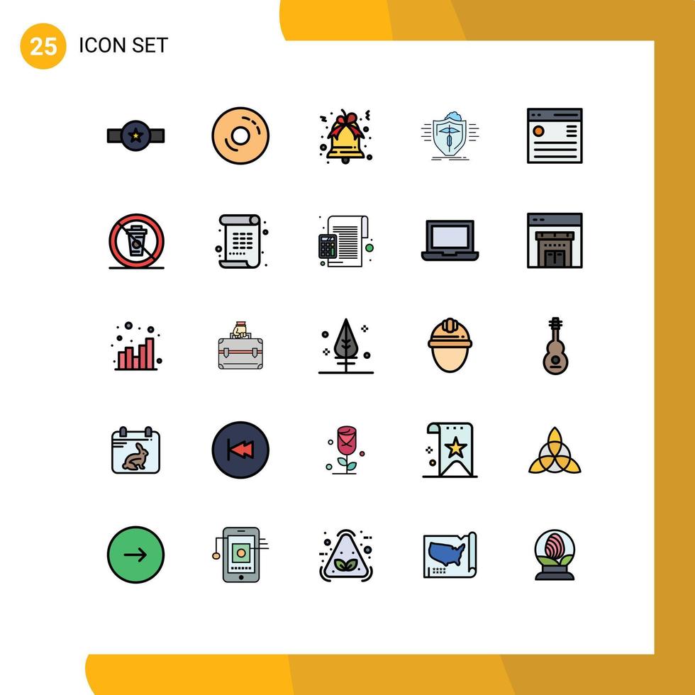 Pictogram Set of 25 Simple Filled line Flat Colors of safe medical food health xmas Editable Vector Design Elements