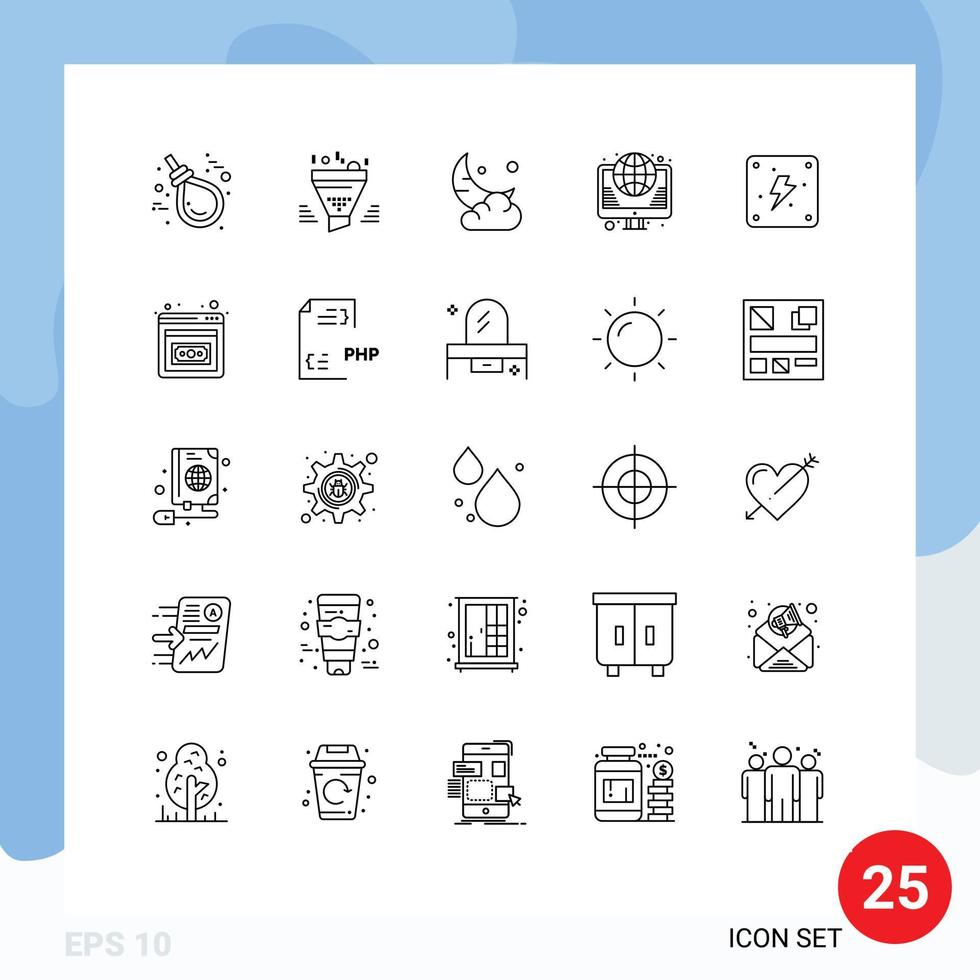 Set of 25 Modern UI Icons Symbols Signs for internet globe tool new ramadan Editable Vector Design Elements