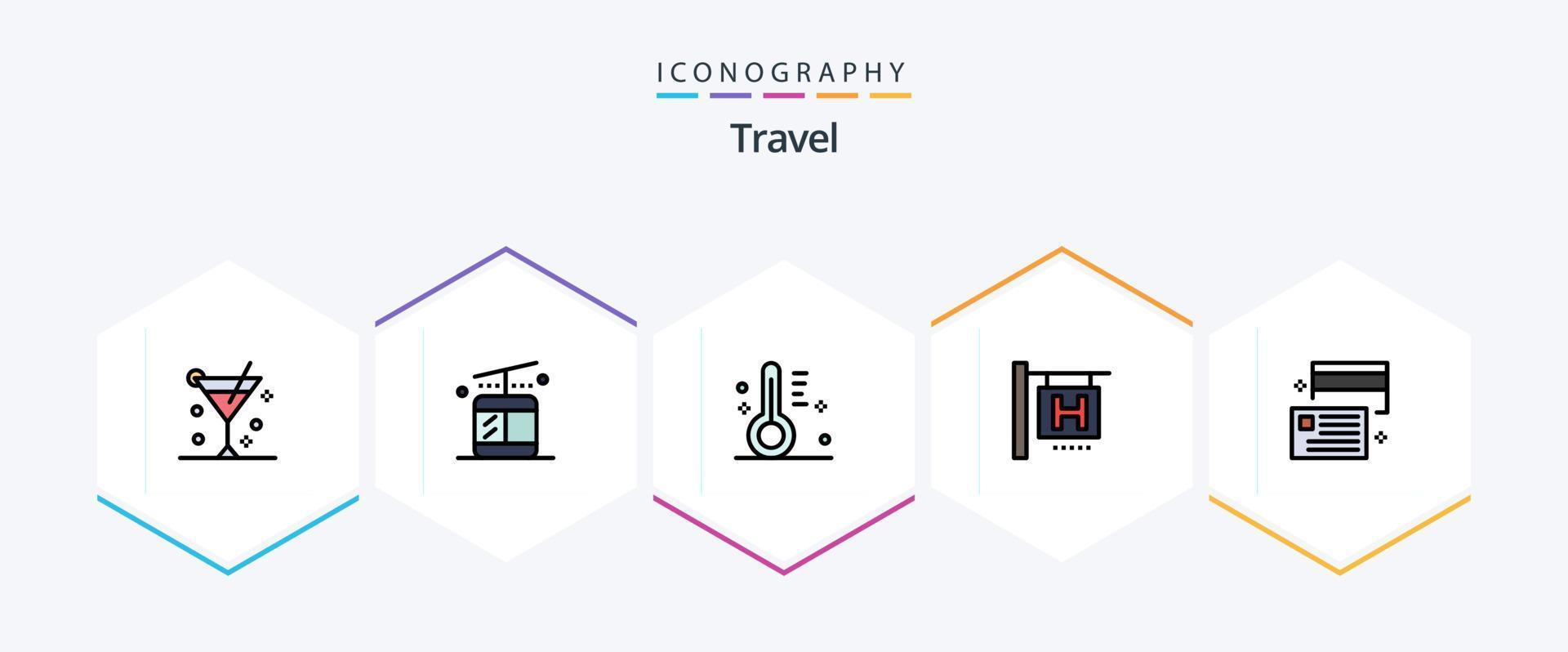 Travel 25 FilledLine icon pack including credit. card. design. borrow. travel vector