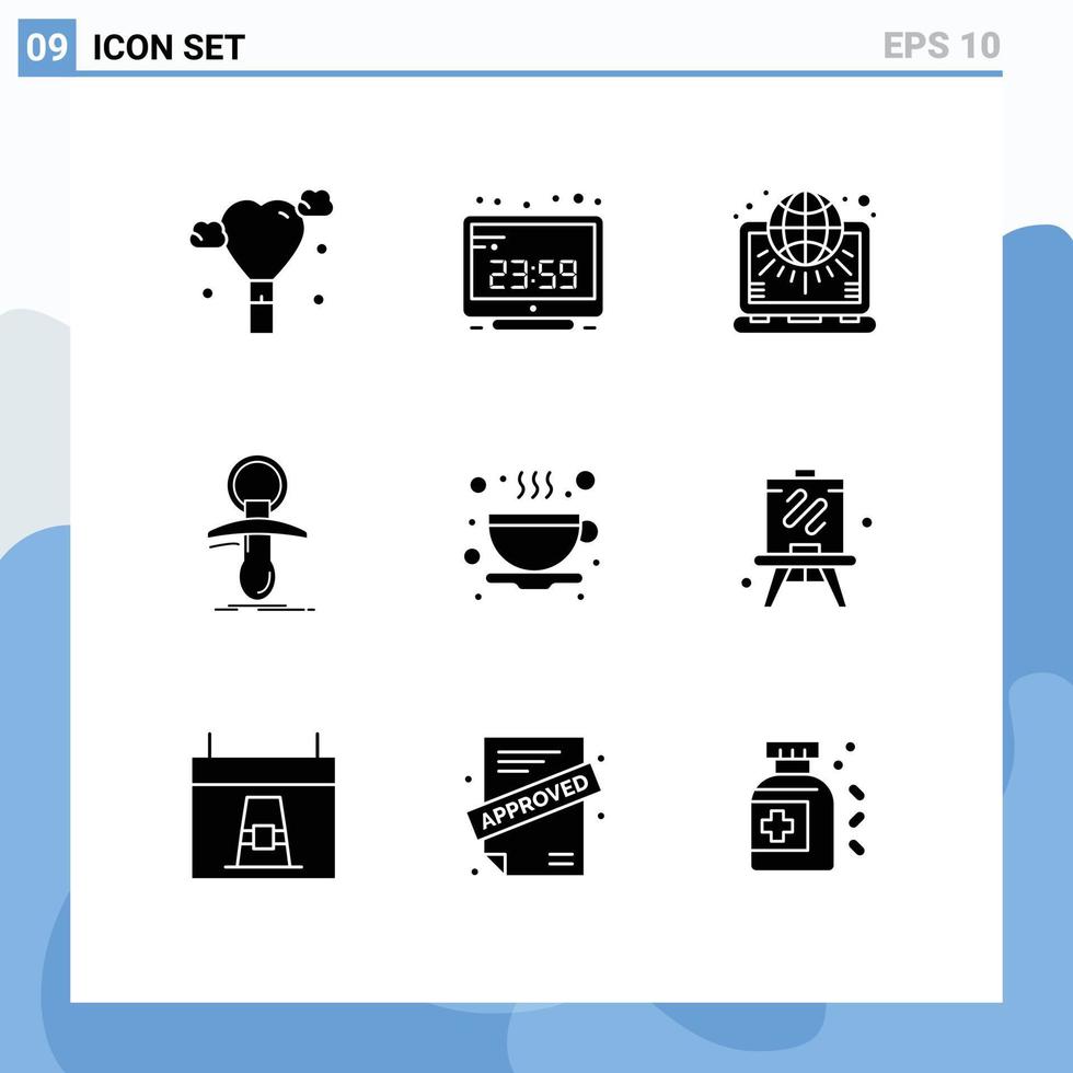 Set of 9 Modern UI Icons Symbols Signs for noob newbie globe dummy marketing Editable Vector Design Elements