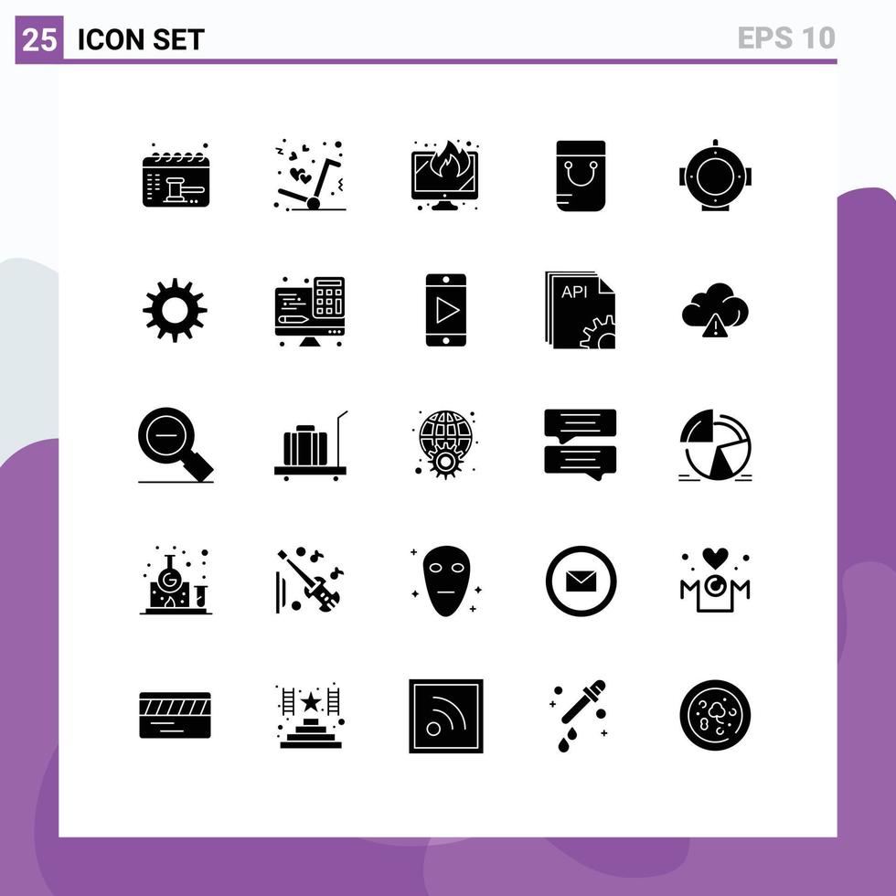 Editable Vector Line Pack of 25 Simple Solid Glyphs of marine diving display school bag Editable Vector Design Elements