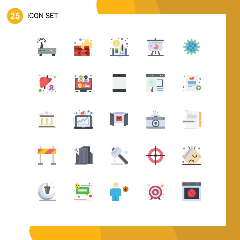 Editable Vector Line Pack of 25 Simple Flat Colors of business graph currency pie chart presentation Editable Vector Design Elements