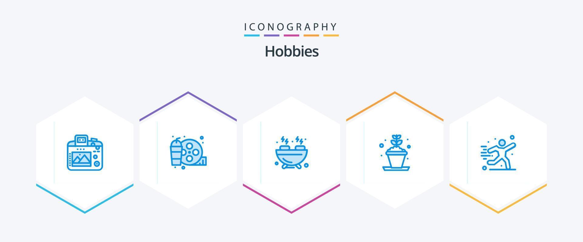 Hobbies 25 Blue icon pack including play. hobbies. barbecue. pot. hobbies vector