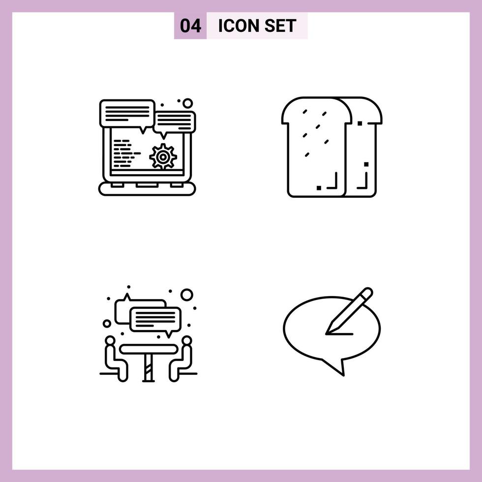 Modern Set of 4 Filledline Flat Colors and symbols such as browser interview option food teamwork Editable Vector Design Elements