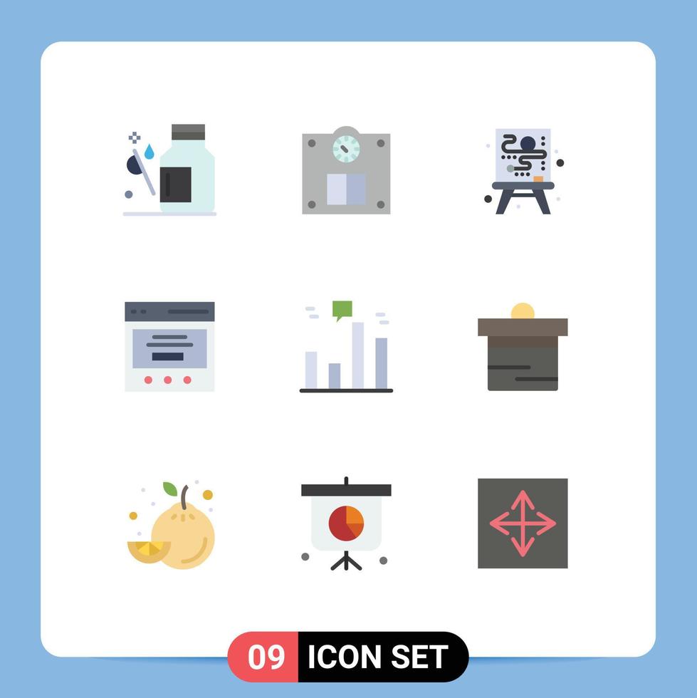 Group of 9 Flat Colors Signs and Symbols for graph business canvas user interface Editable Vector Design Elements