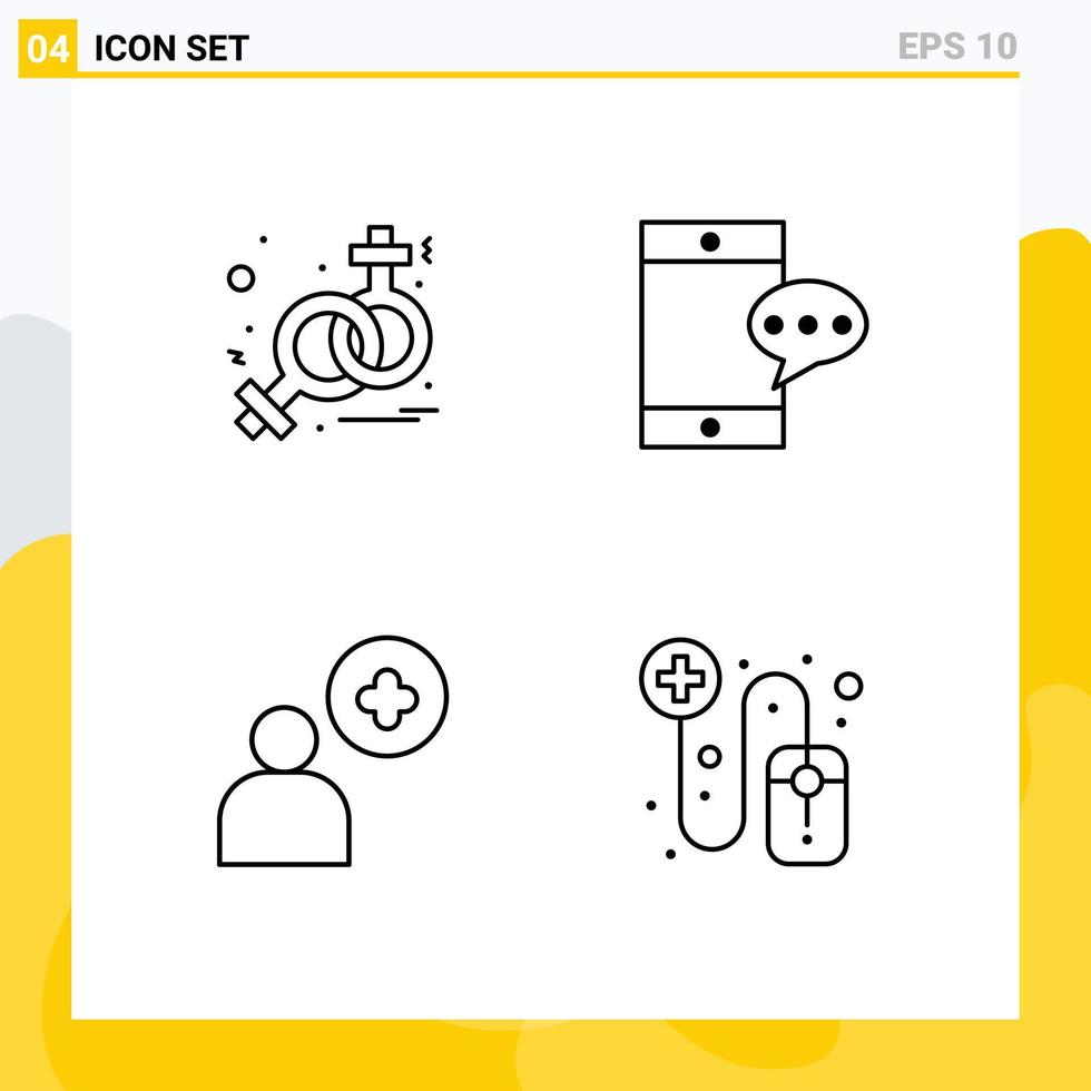Set of 4 Modern UI Icons Symbols Signs for sign online mobile add pharmacist Editable Vector Design Elements