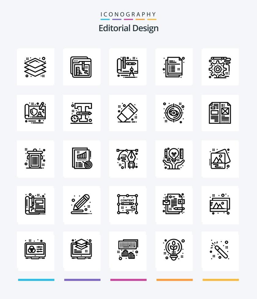 Creative Editorial Design 25 OutLine icon pack  Such As engineering. design. architecture. pencil. document vector