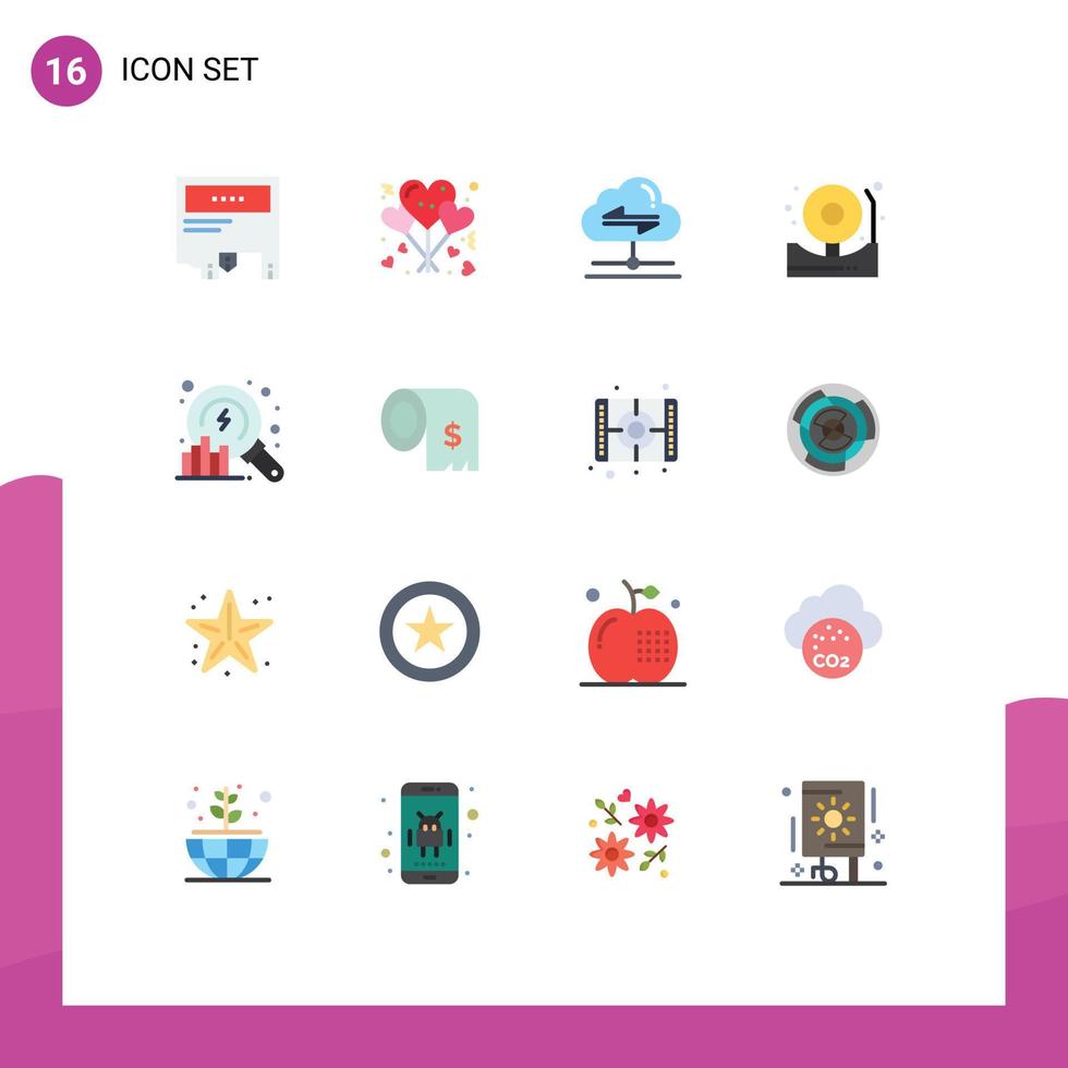 16 Creative Icons Modern Signs and Symbols of analysis bell romance alert data Editable Pack of Creative Vector Design Elements