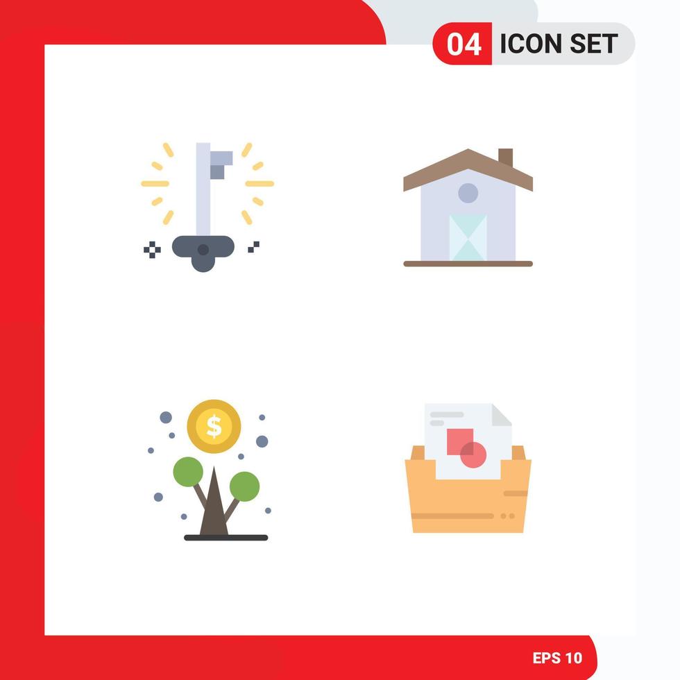 Pack of 4 creative Flat Icons of business growth success canada document Editable Vector Design Elements