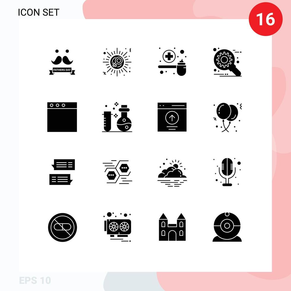dieciséis sólido glifo concepto para sitios web móvil y aplicaciones aplicación mejoramiento cura desarrollo cucharón editable vector diseño elementos