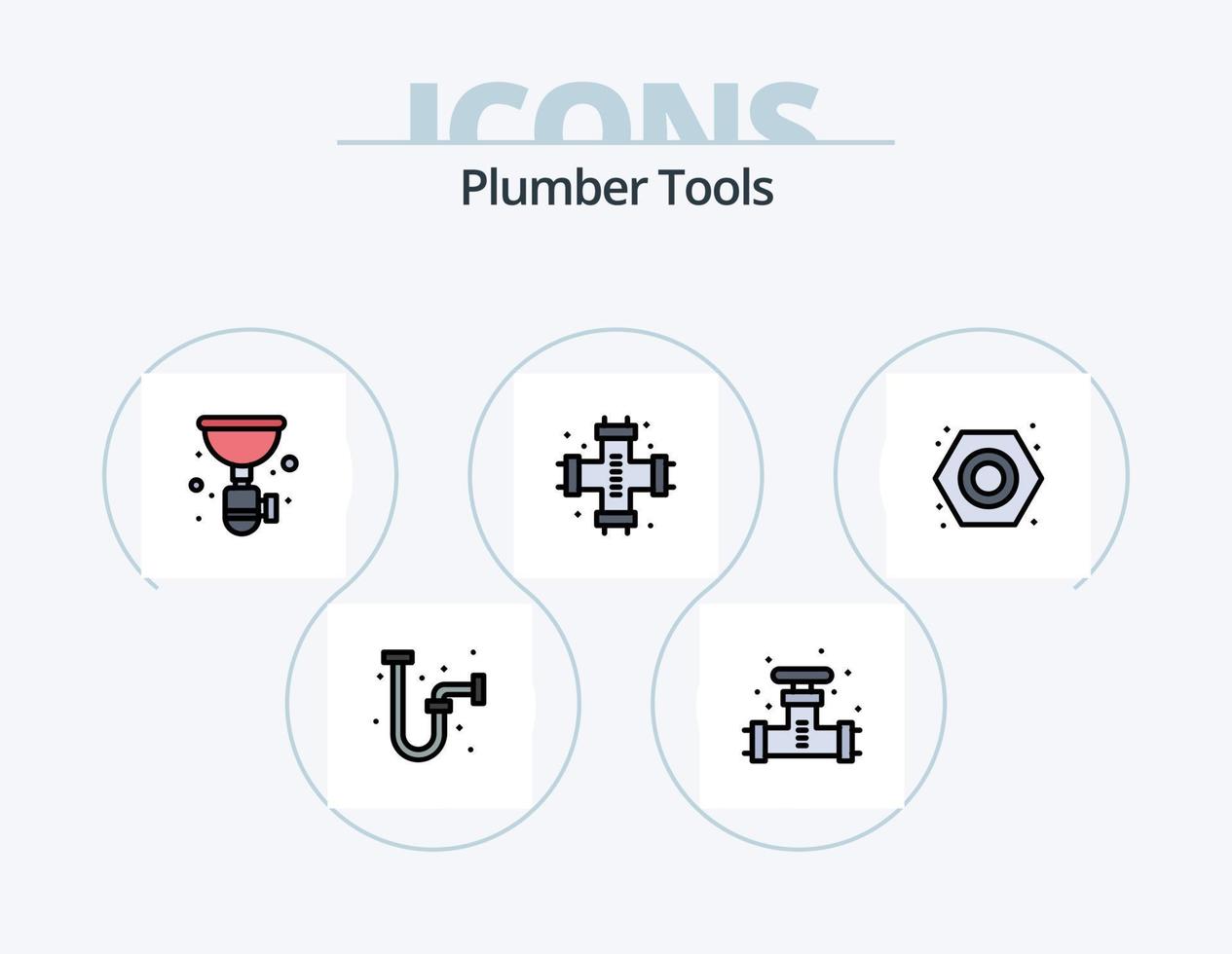 Plumber Line Filled Icon Pack 5 Icon Design. mechanical. purification. plumbing. filtration. plumbing vector