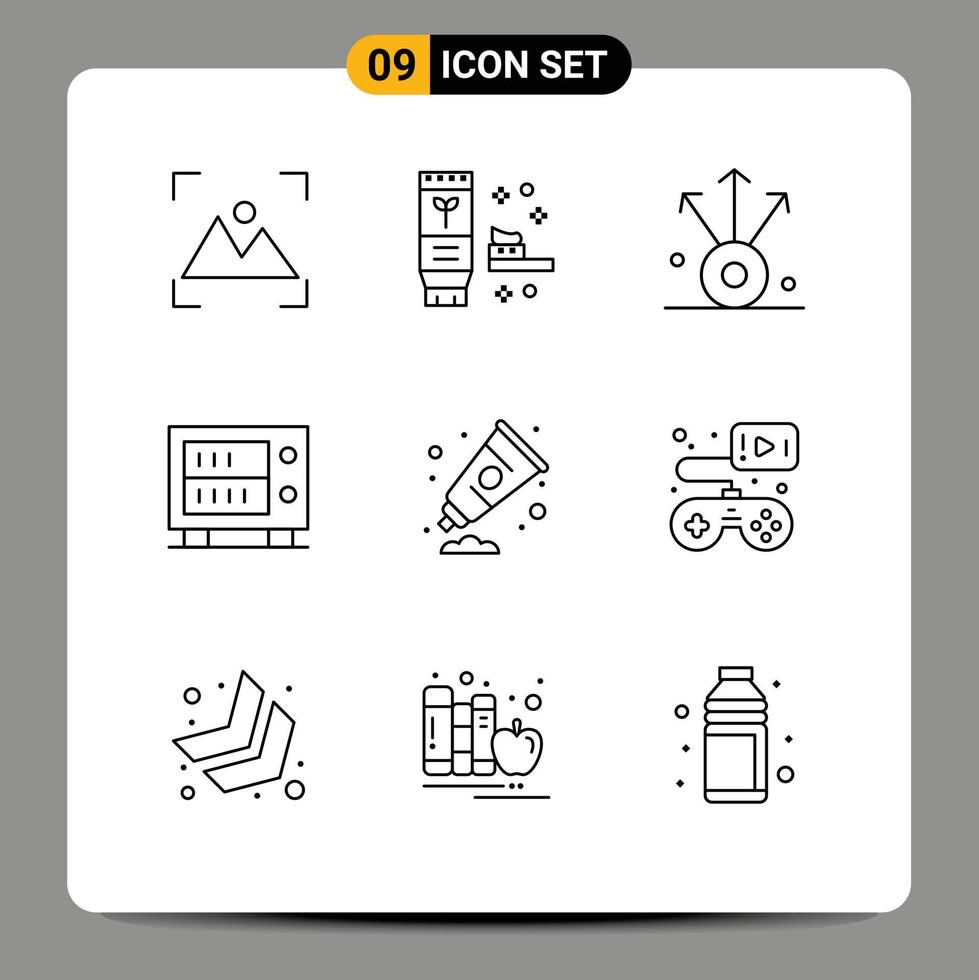 Stock Vector Icon Pack of 9 Line Signs and Symbols for paint art connection cream money Editable Vector Design Elements