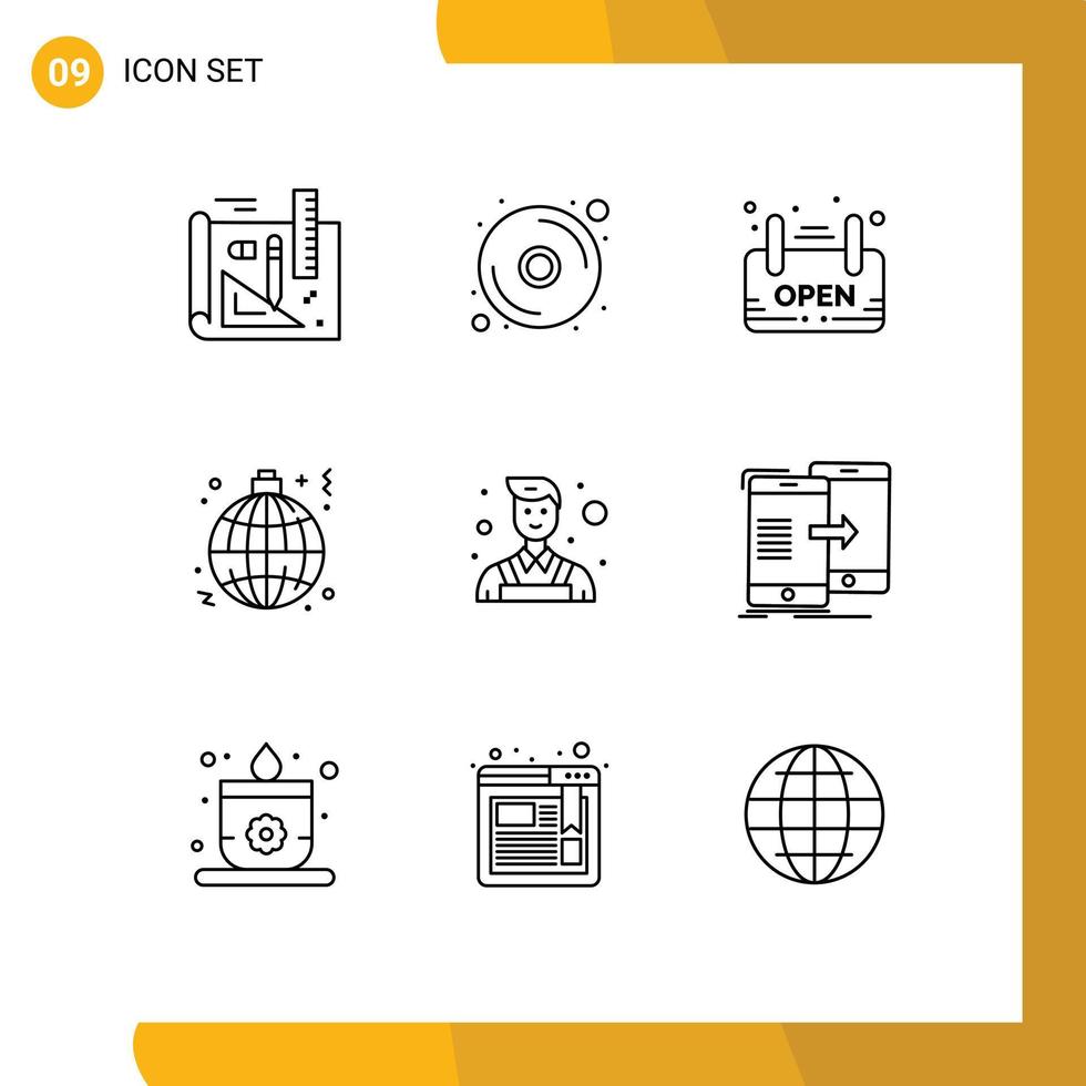 9 Universal Outline Signs Symbols of painter world shop lamp light Editable Vector Design Elements