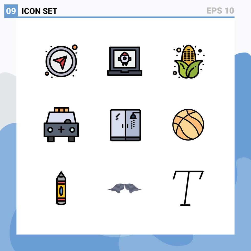 Set of 9 Modern UI Icons Symbols Signs for plumbing transportation autumn transport car Editable Vector Design Elements