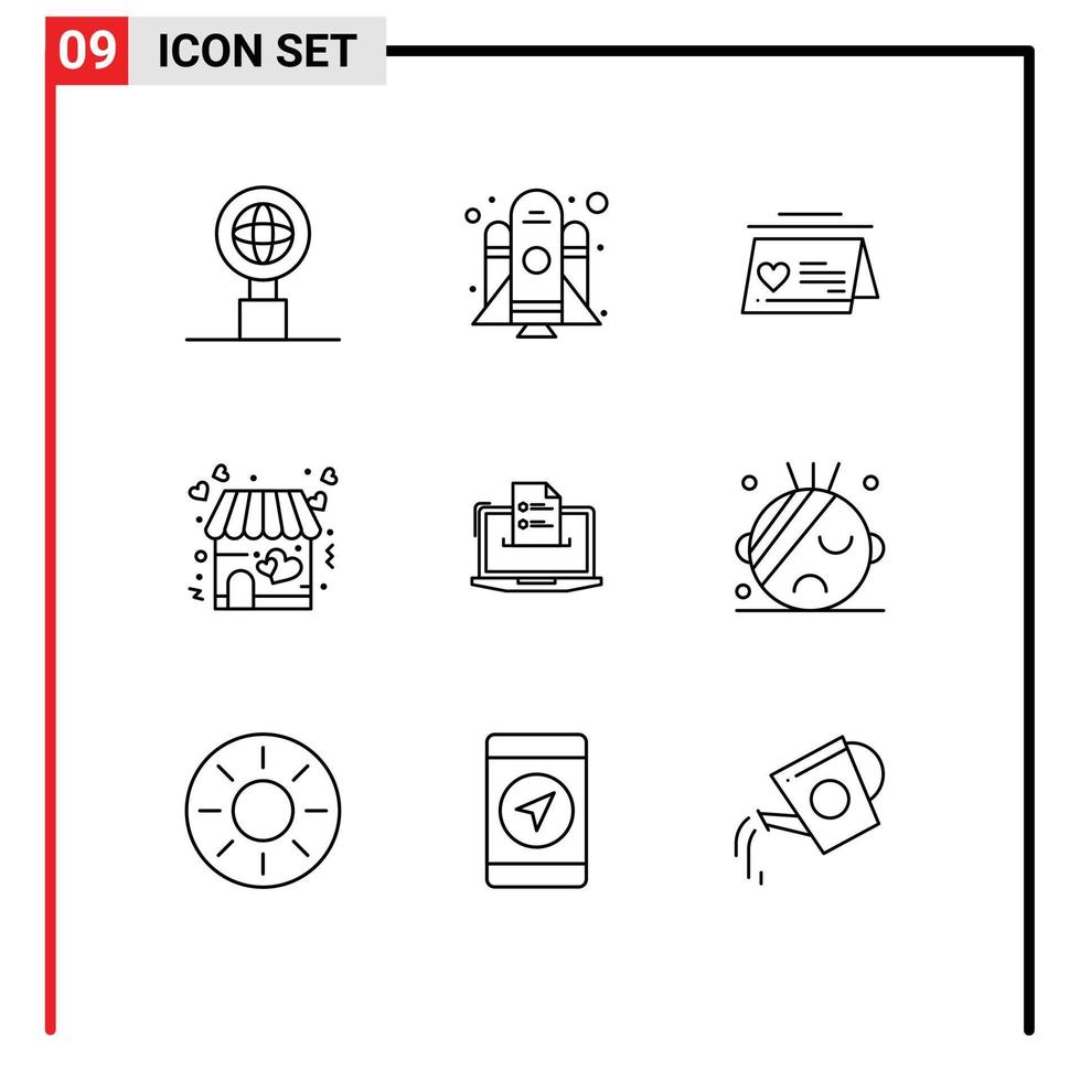 Modern Set of 9 Outlines and symbols such as online business married features store Editable Vector Design Elements