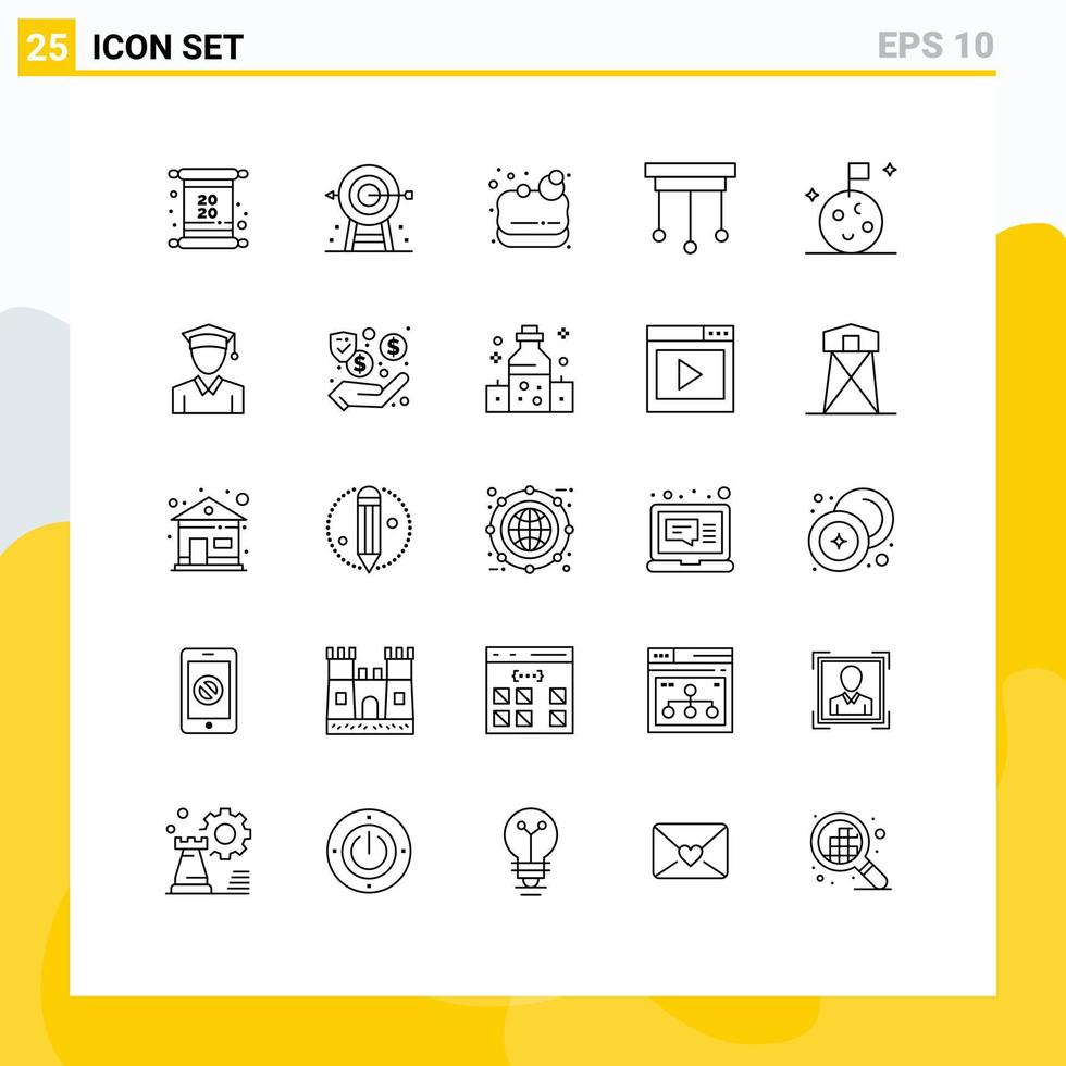 Universal Icon Symbols Group of 25 Modern Lines of moon interior strategy home chandelier Editable Vector Design Elements