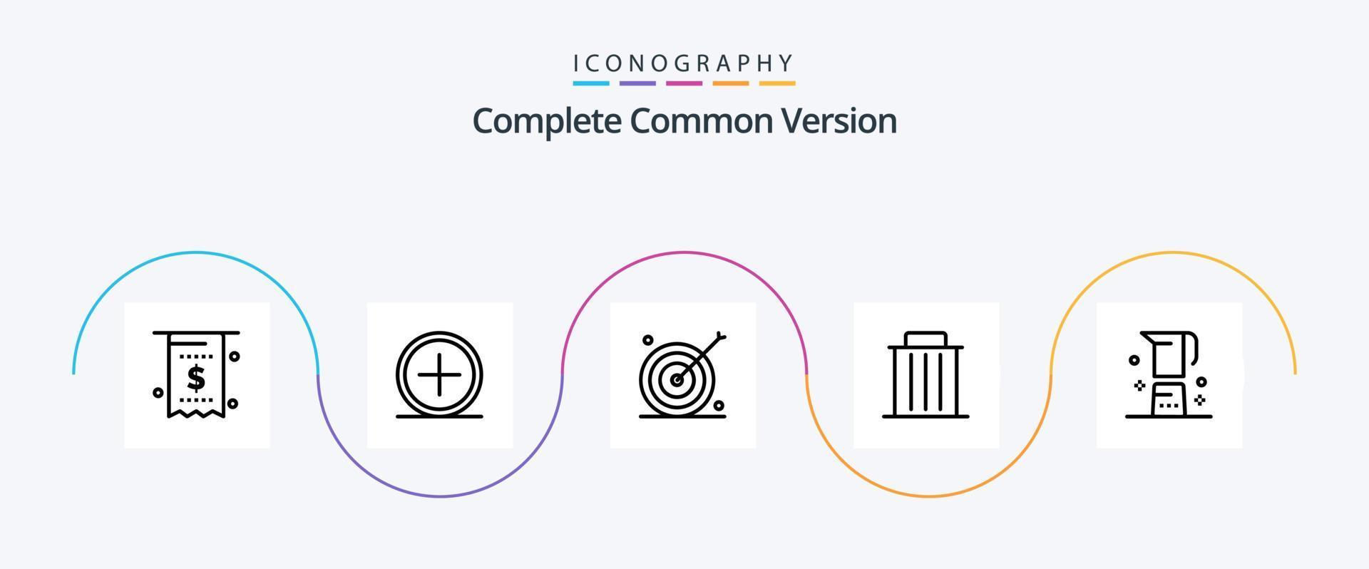 Complete Common Version Line 5 Icon Pack Including recycle. delete. new. target. goal vector