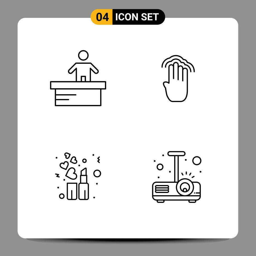 User Interface Pack of 4 Basic Filledline Flat Colors of cashier fashion worker gestures makeup Editable Vector Design Elements