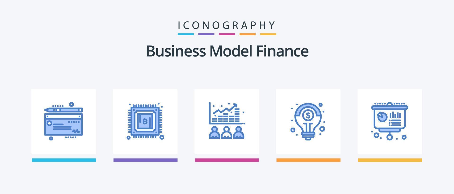 Finanzas azul 5 5 icono paquete incluso cuadro. solución. datos. idea. financiero. creativo íconos diseño vector