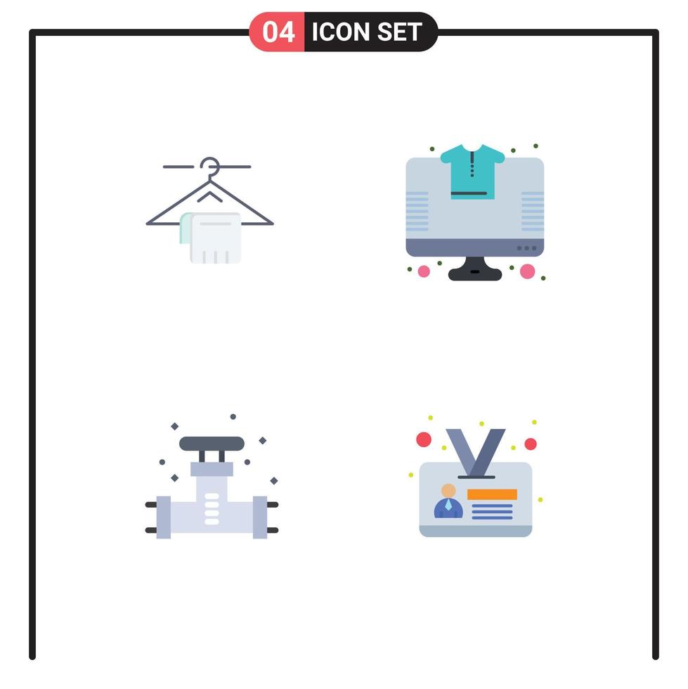 4 Universal Flat Icon Signs Symbols of hanger plumber hotel store system Editable Vector Design Elements