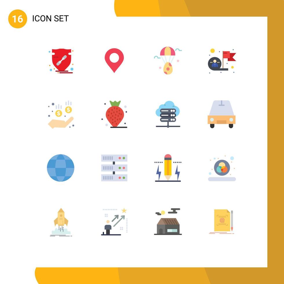 Modern Set of 16 Flat Colors Pictograph of target goal world employee easter Editable Pack of Creative Vector Design Elements