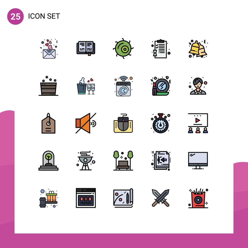 Stock Vector Icon Pack of 25 Line Signs and Symbols for jingle bells microscope bell education Editable Vector Design Elements