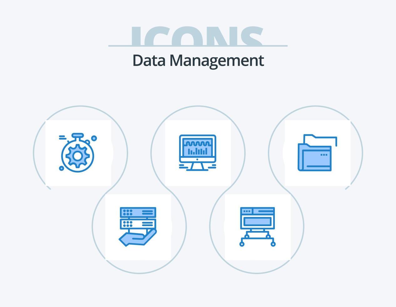 datos administración azul icono paquete 5 5 icono diseño. carpeta. grafico. servidor. derrotar. computadora vector