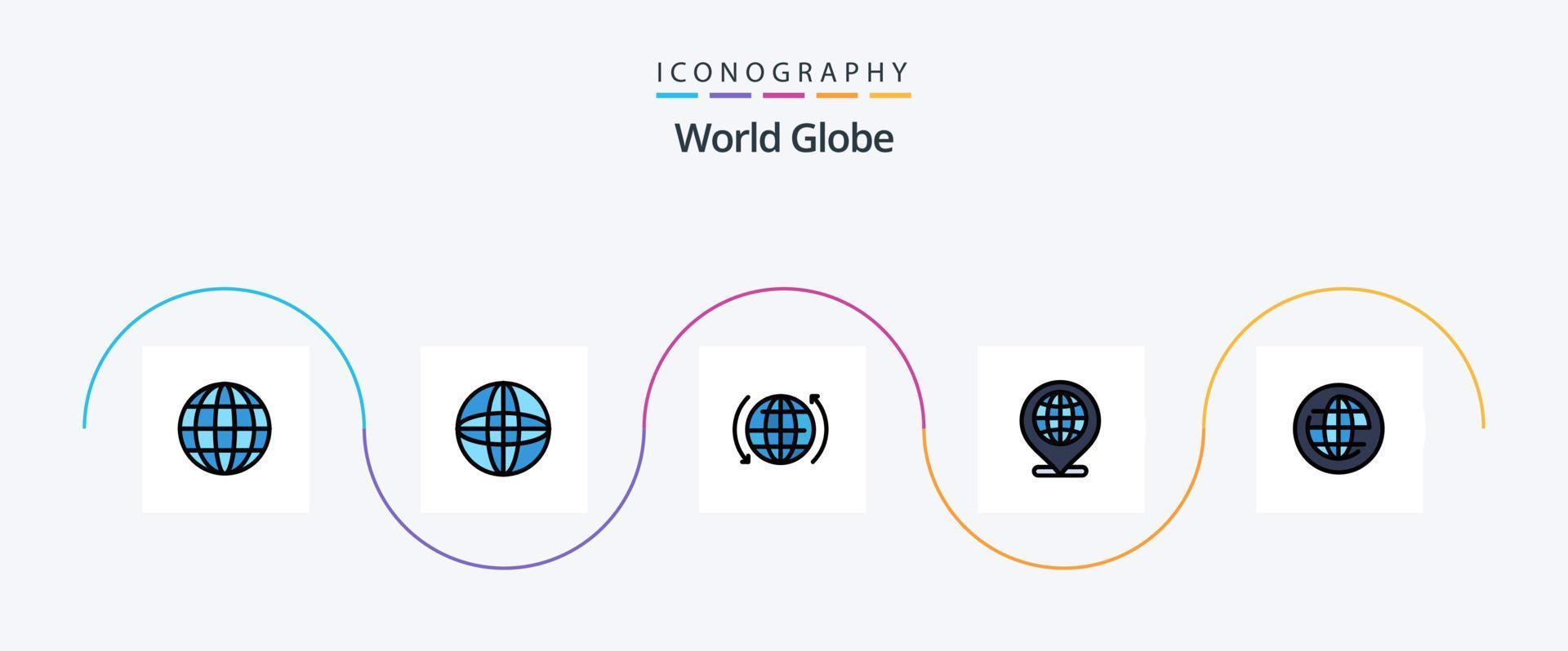 Globe Line Filled Flat 5 Icon Pack Including internet. global. internet. earth. internet vector