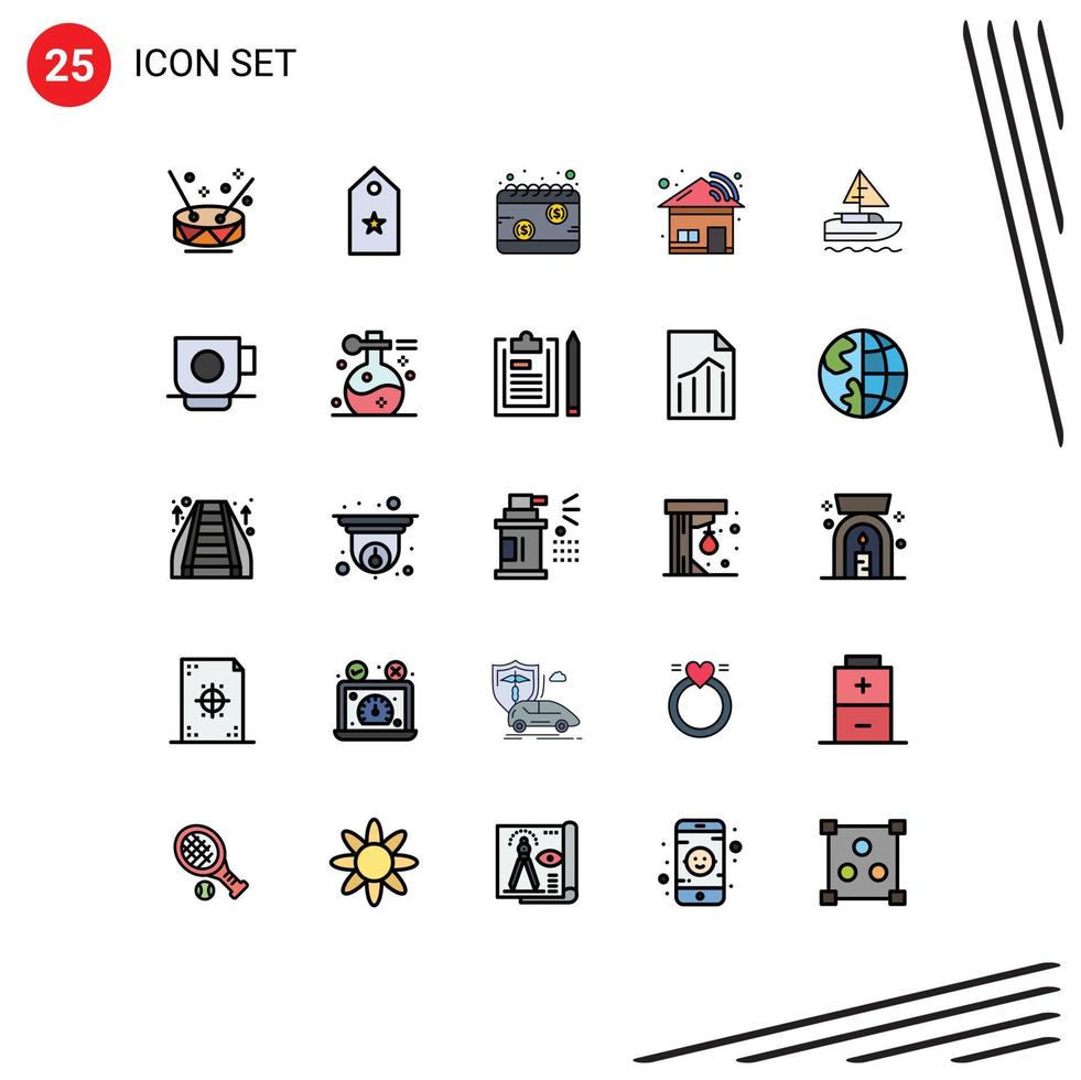 Set of 25 Modern UI Icons Symbols Signs for boat house tag home schedule Editable Vector Design Elements