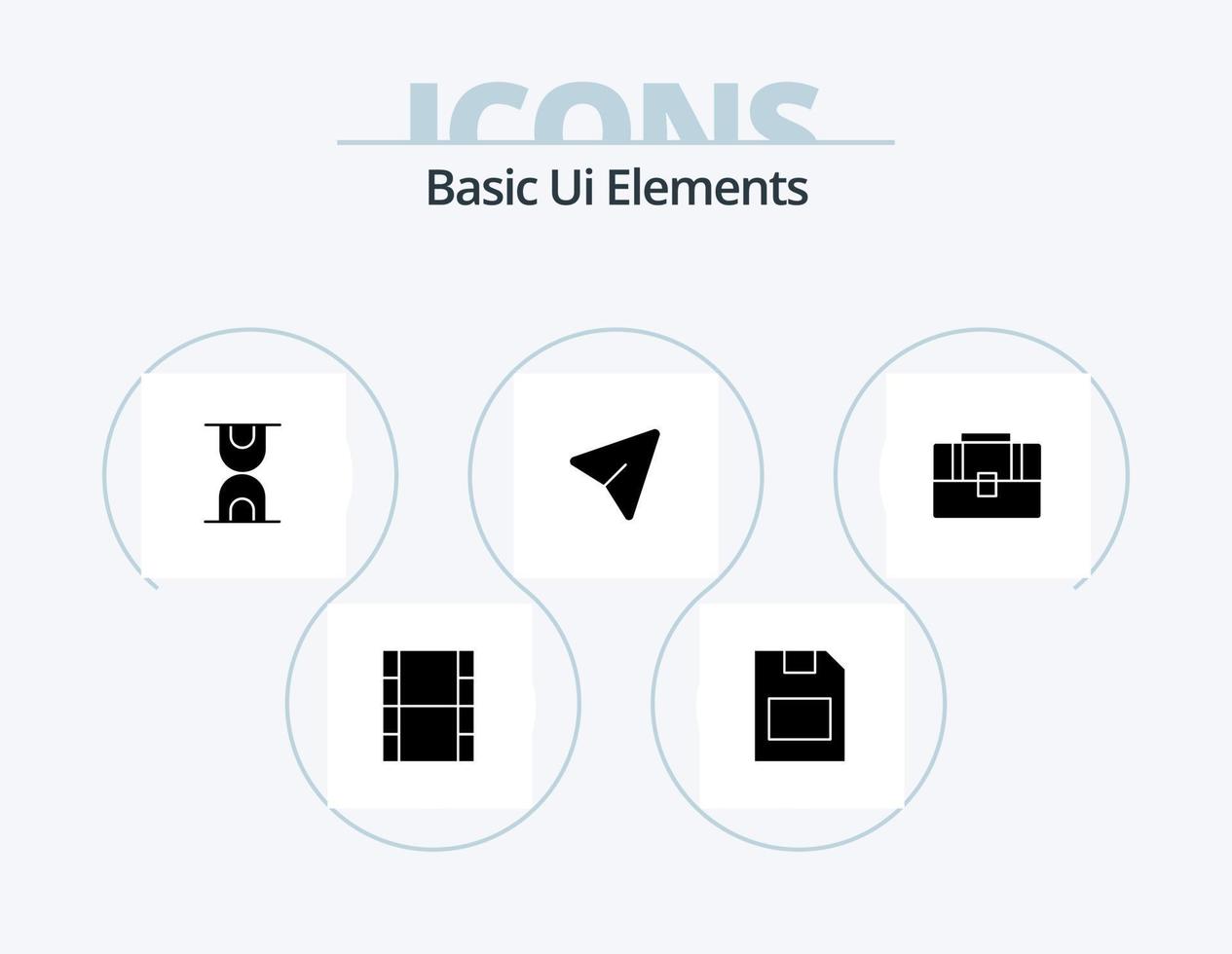 Basic Ui Elements Glyph Icon Pack 5 Icon Design. hand bag. suitcase. hour. bag. mouse vector