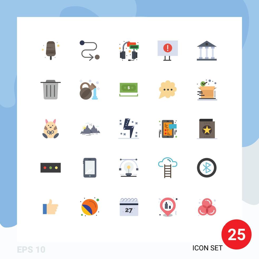 Pictogram Set of 25 Simple Flat Colors of finance and business columns support banking error Editable Vector Design Elements