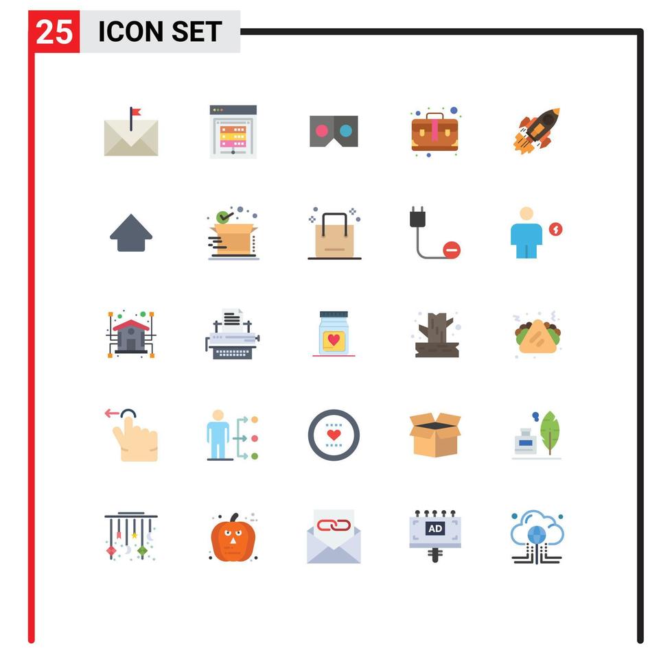 Set of 25 Modern UI Icons Symbols Signs for business case data storage business bag Editable Vector Design Elements