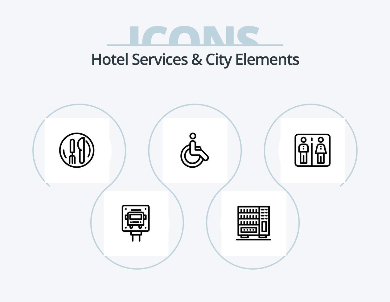 Hotel Services And City Elements Line Icon Pack 5 Icon Design. hotel . decoration. ticket. building. column vector