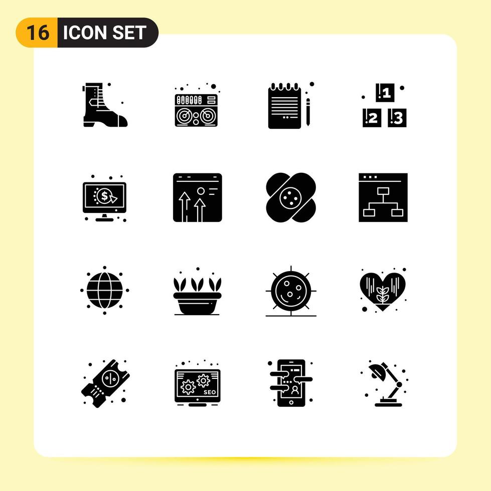 16 Creative Icons Modern Signs and Symbols of ppc pay education click preschool Editable Vector Design Elements