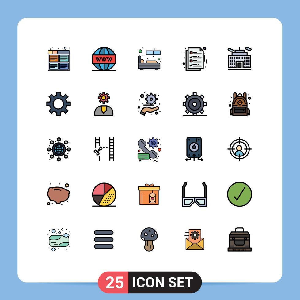 25 Thematic Vector Filled line Flat Colors and Editable Symbols of ok document seo delivery single Editable Vector Design Elements