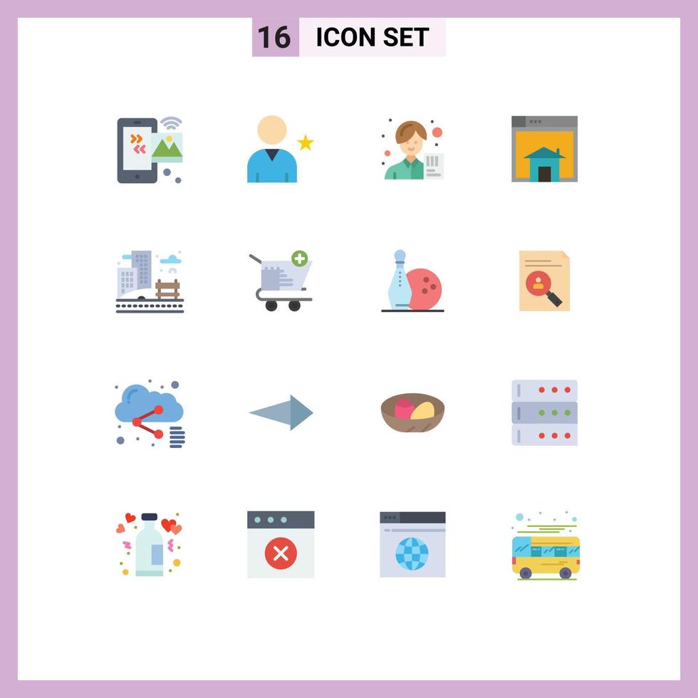 Mobile Interface Flat Color Set of 16 Pictograms of layout sell user home avatar Editable Pack of Creative Vector Design Elements