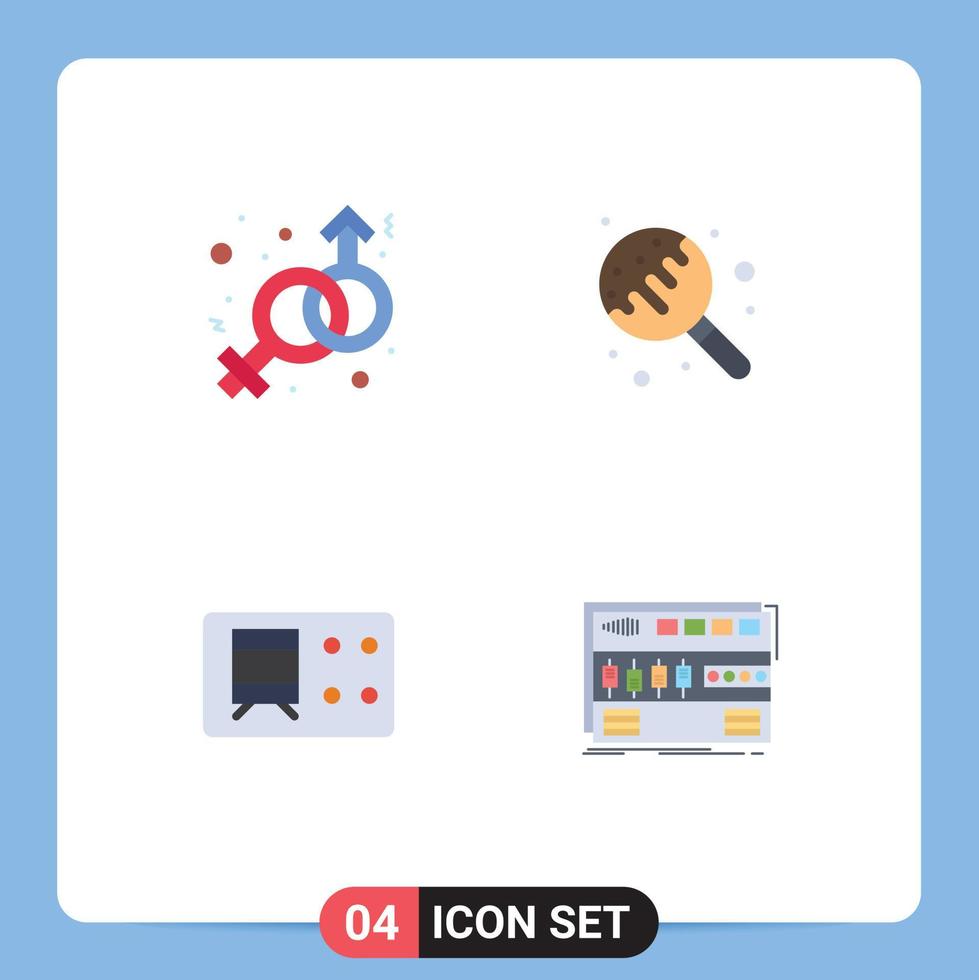 4 Universal Flat Icon Signs Symbols of female ticket venus sugar audio Editable Vector Design Elements